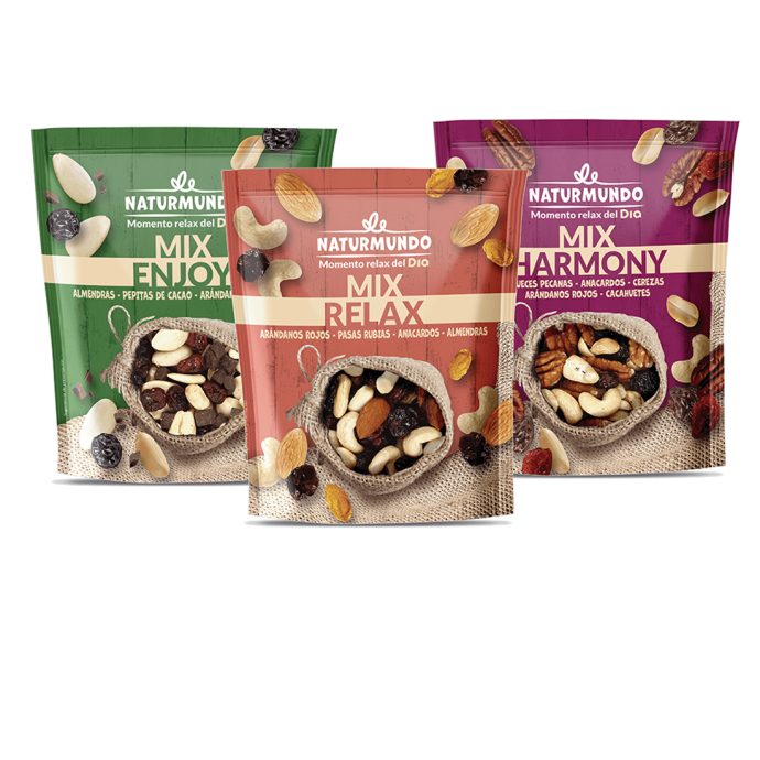 potencia tu momento relax del día con tres nuevas variedades de su Dia gama de frutos secos Naturmundo