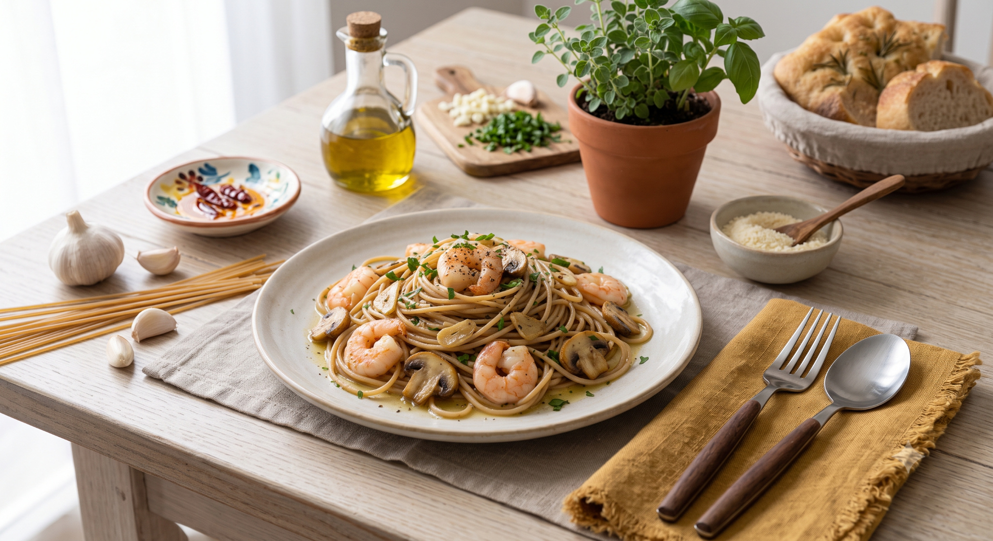 Dia - Receta de pasta integral -espagueti gambas ajillo